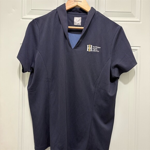 Callaway Tops - Callaway Womens Polo Shirt Size L Navy Blue Geometric Huntington Ingalls